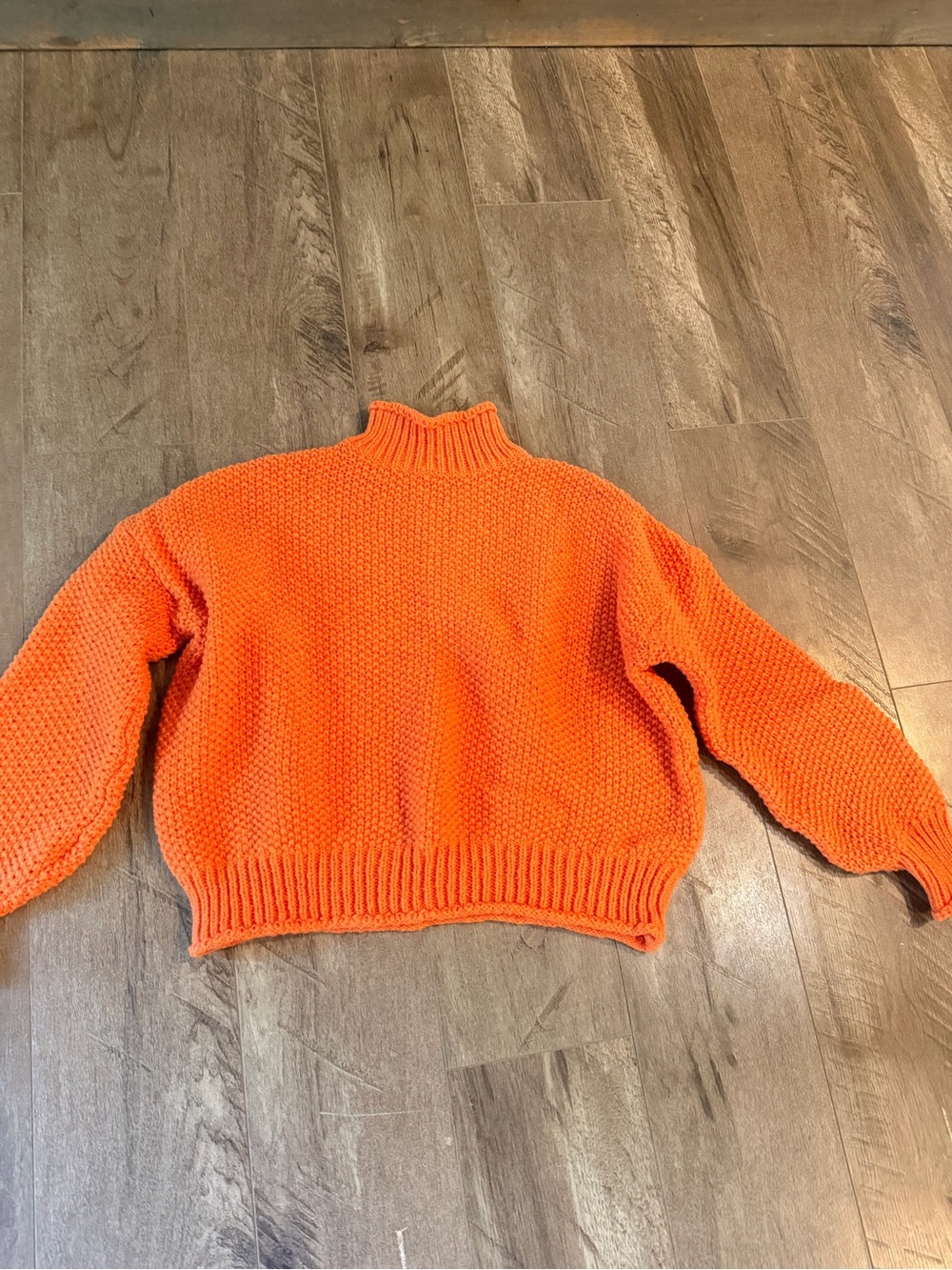 Orange Mock Neck Chunky Knit Women's Sweater